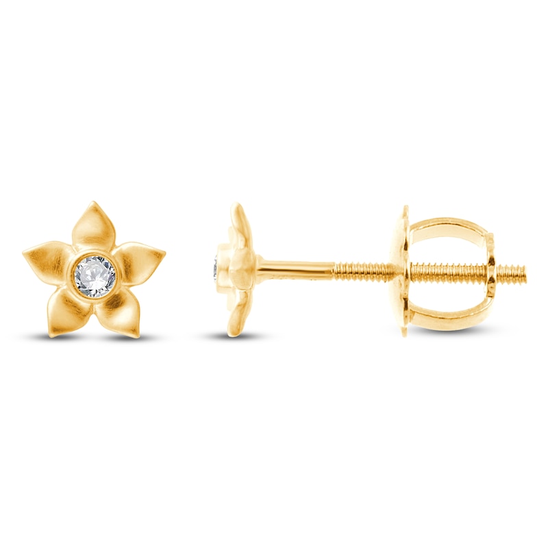 Children's Diamond Flower Stud Earrings 1/20 ct tw 14K Yellow Gold