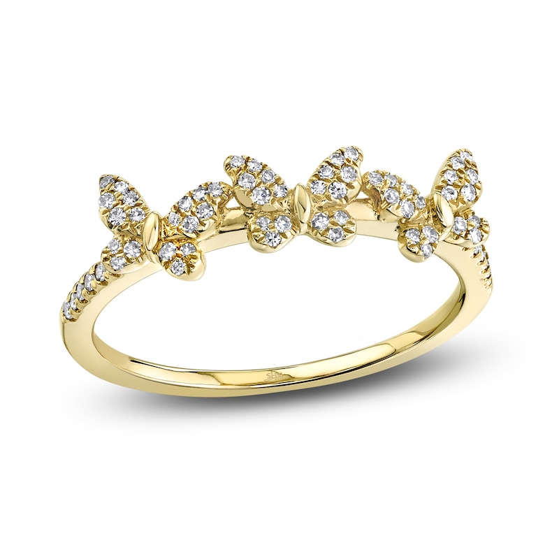 Shy Creation Diamond Butterfly Ring 1/8 ct tw Round 14K Yellow Gold SC55020307
