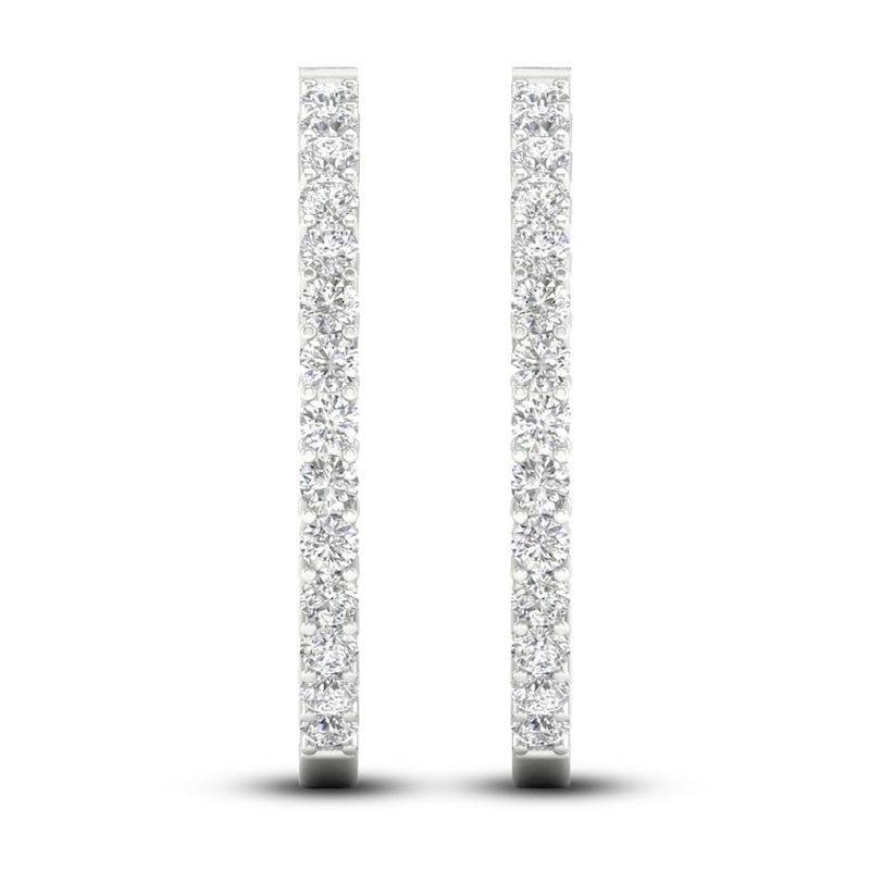 Lab-Created Diamond Hoop Earrings 5 ct tw Round 14K White Gold