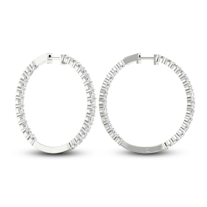 Lab-Created Diamond Hoop Earrings 5 ct tw Round 14K White Gold