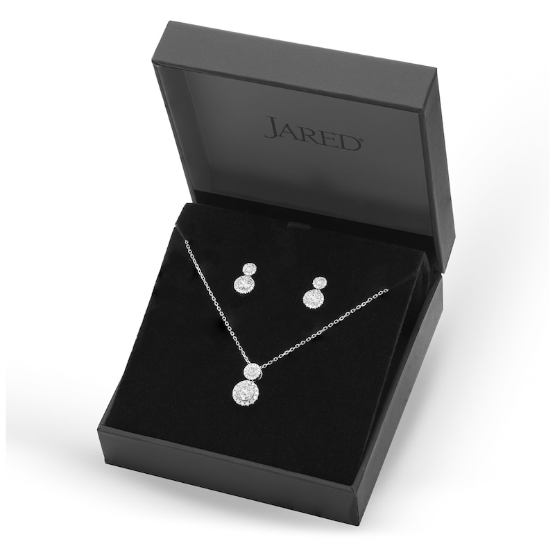 Diamond Necklace and Earring Set 2 ct tw 14K White Gold