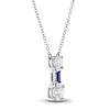 Thumbnail Image 1 of Vera Wang WISH Lab-Created Diamond & Natural Blue Sapphire Pendant Necklace 1 ct tw Round/Baguette 14K White Gold 19"