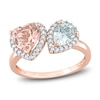 Thumbnail Image 0 of Natural Aquamarine & Natural Morganite Heart Ring 1/5 ct tw Diamonds 14K Rose Gold
