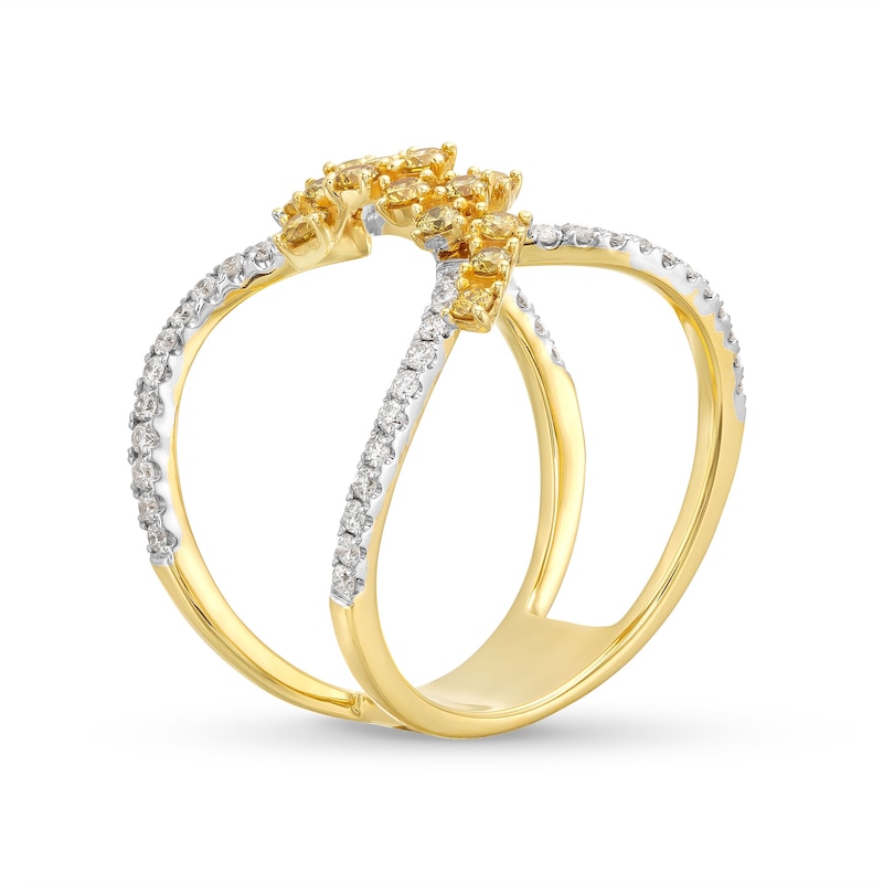 Kallati Natural Yellow Diamond Ring 3/4 ct tw Round 14K Yellow Gold
