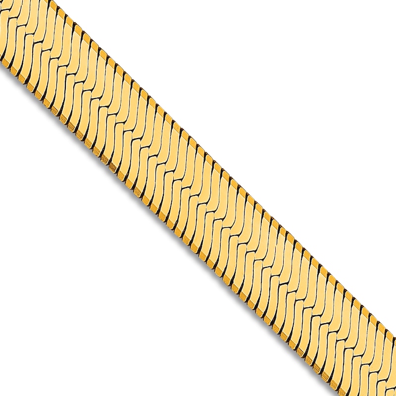 Solid Herringbone Chain Necklace 14K Yellow Gold 18" 6.5mm