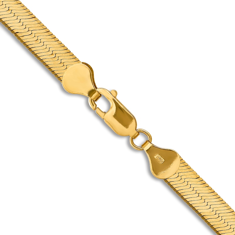 Solid Herringbone Chain Necklace 14K Yellow Gold 18" 6.5mm