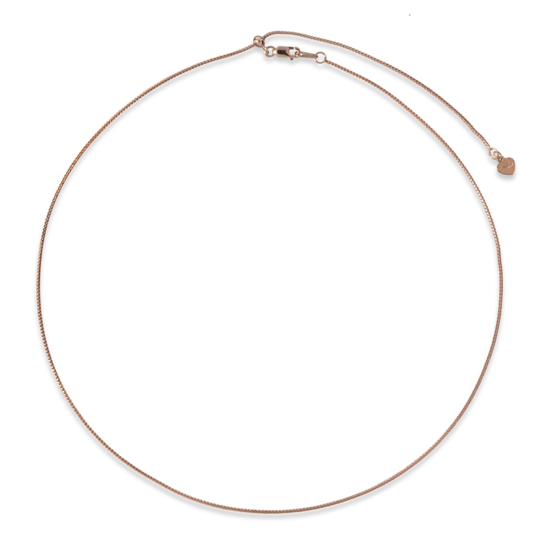 Solid Franco Chain Necklace 10K Rose Gold 20-inch Adjustable 1mm