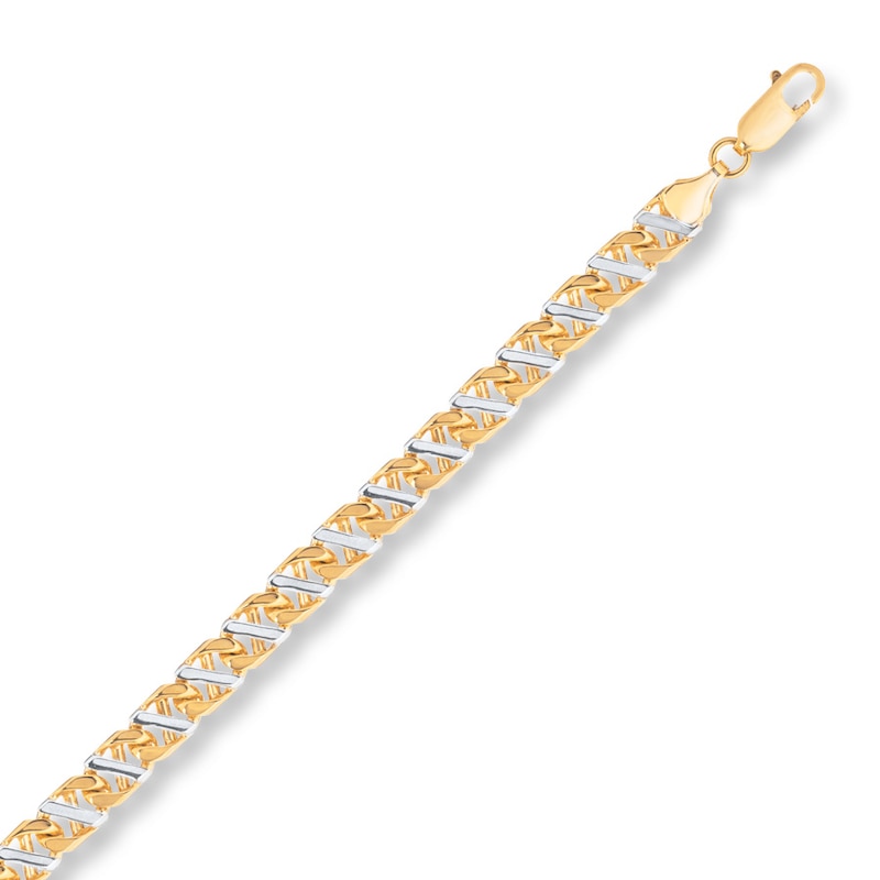 Solid Mariner Link Necklace 10K Two-Tone Gold 22" Length 7mm