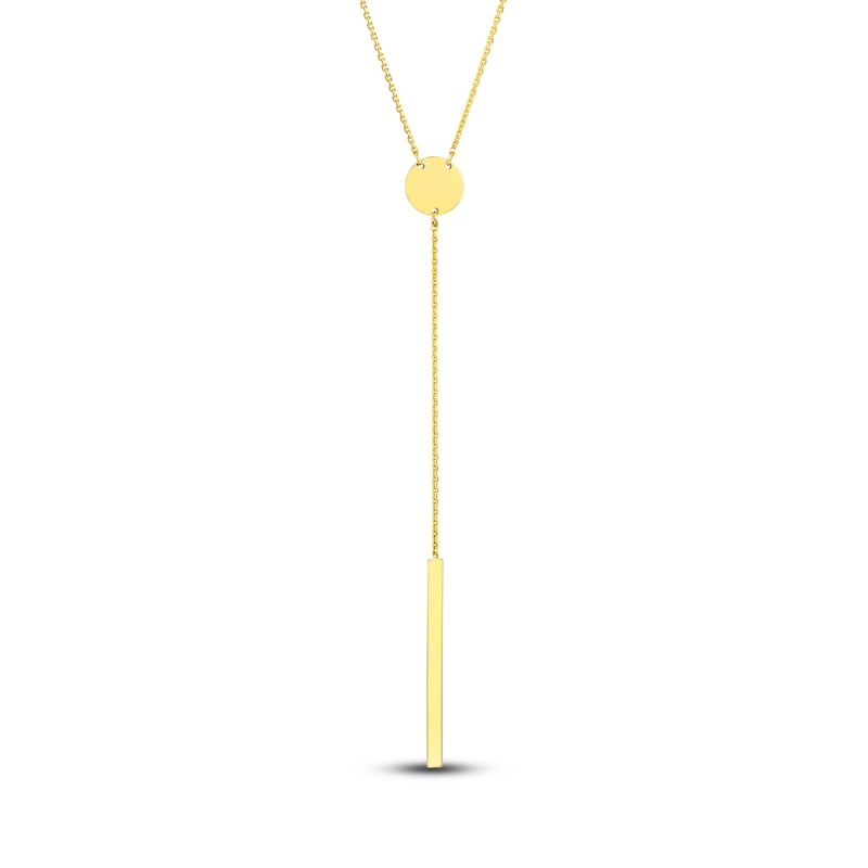 Bar Lariat Necklace 14K Yellow Gold 16"
