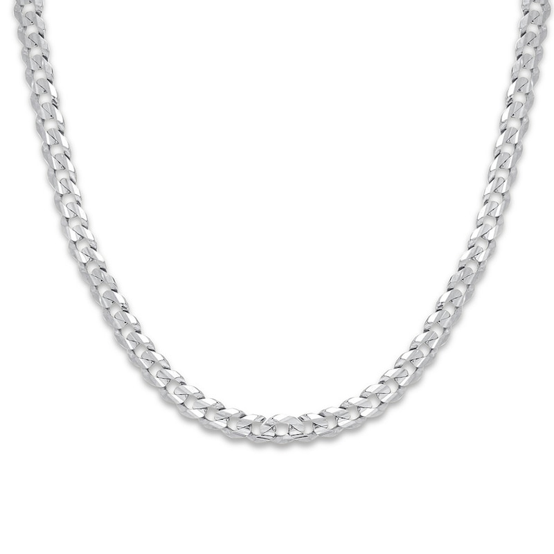 Solid Curb Chain Necklace 10K White Gold 22" Length 8.5mm