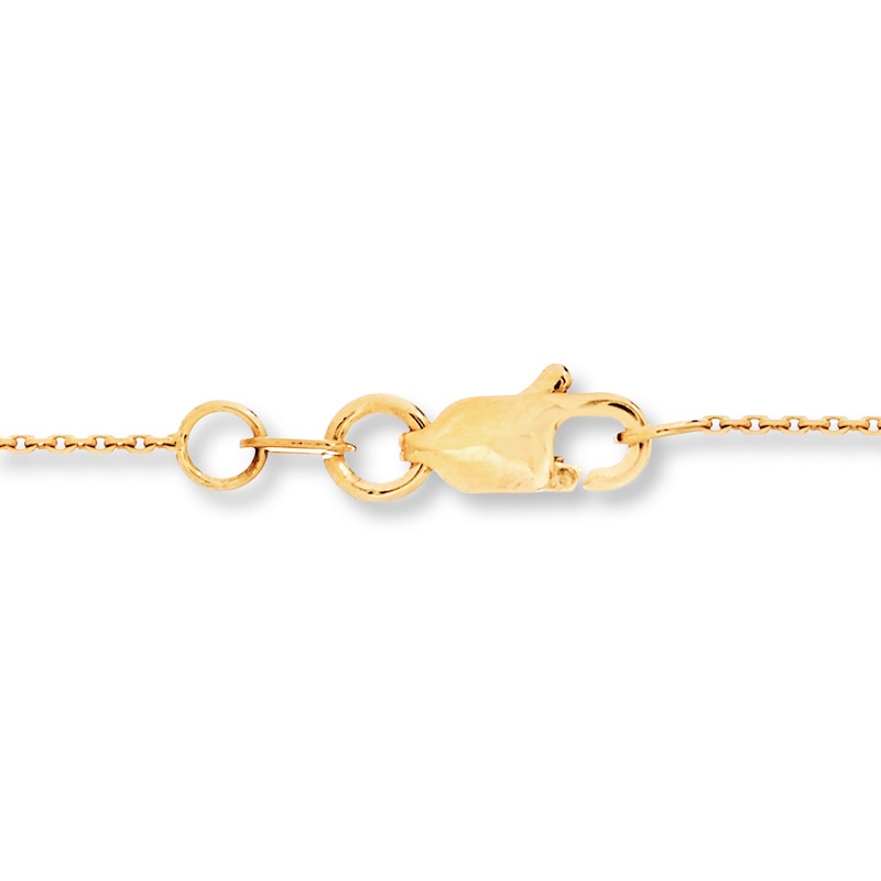 Bar Necklace Heart Cut-out 14K Yellow Gold 16" Adjustable