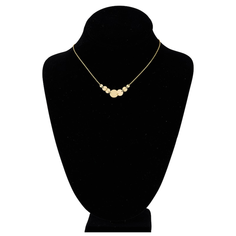 Graduated Disc Necklace 14K Yellow Gold 16" Adjustable
