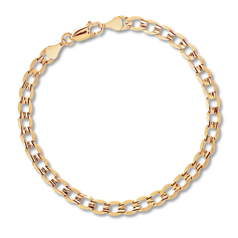 Solid Curb Chain Necklace 14K Yellow Gold 22" Length 4.9mm