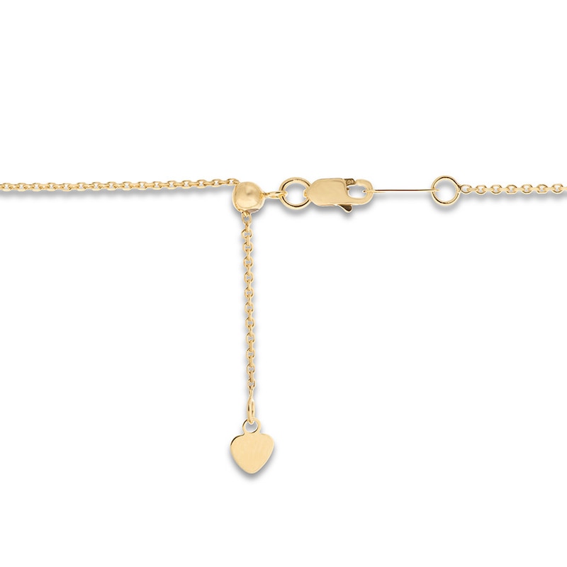 Station Choker Necklace 10K Yellow Gold 16" Adjustable