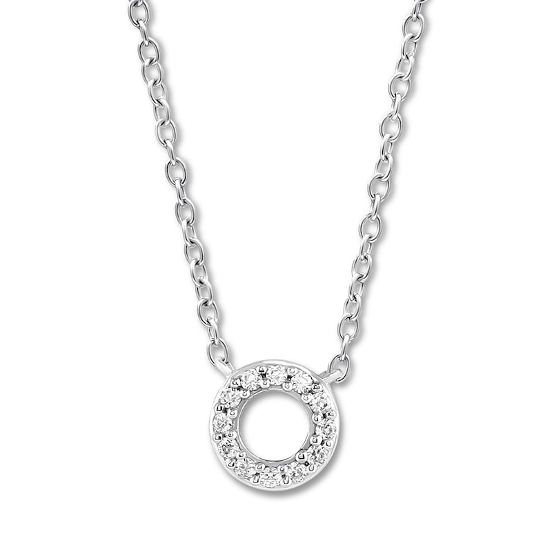 Diamond Circle Necklace 1/20 ct tw Sterling Silver 16 Adj"