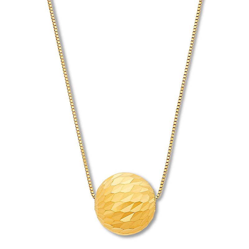 Glitter Ball Necklace 14K Yellow Gold 18"
