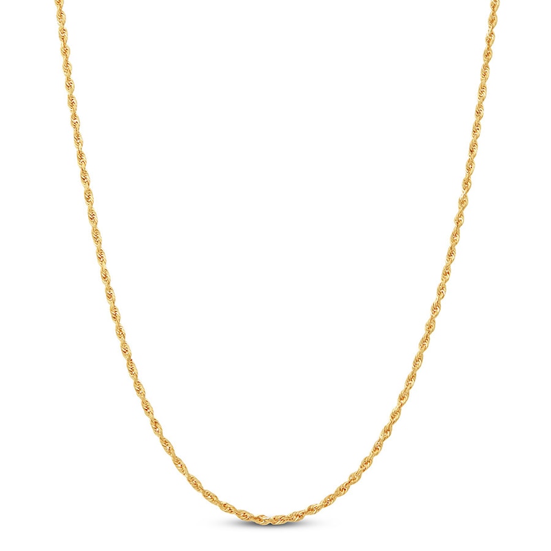 Solid Glitter Rope Chain Necklace 14K Yellow Gold 22" 2.5mm