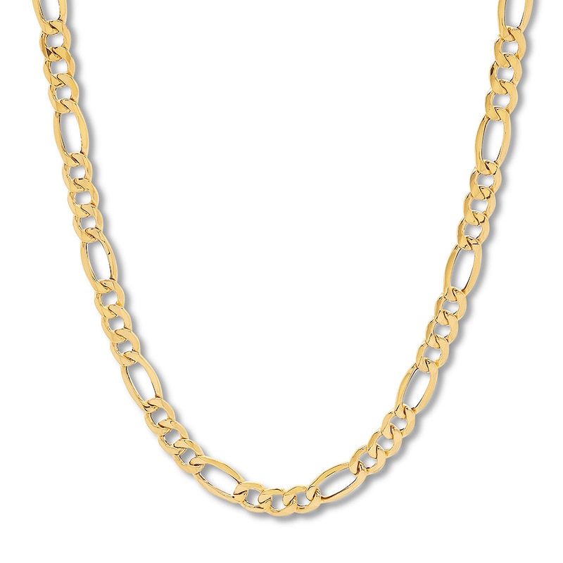 Hollow Figaro Chain Necklace 10K Yellow Gold 22" Approx. 8.5mm