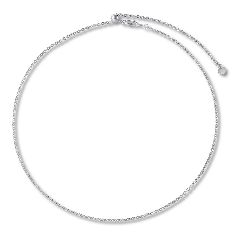 Solid Mirror Cable Necklace 14K White Gold Adjustable 20" 1.3mm