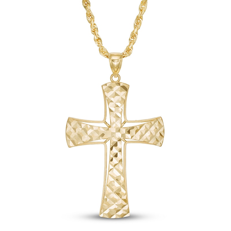 Men's Cross Chain Necklace 10K Yellow Gold