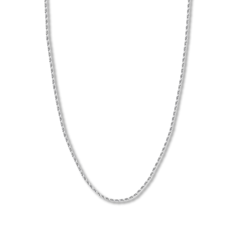 20" Textured Solid Rope Chain 14K White Gold Appx. 2.3mm