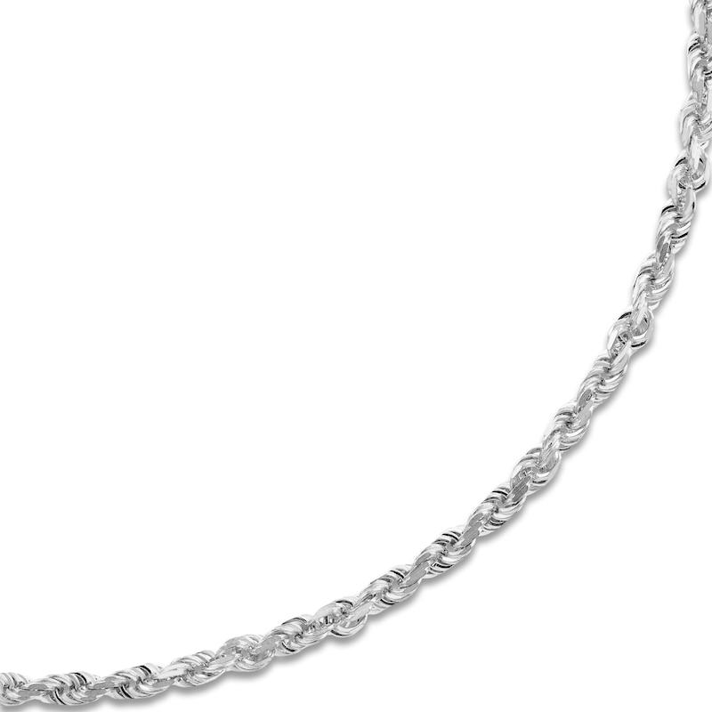 22" Textured Solid Rope Chain 14K White Gold Appx. 3mm