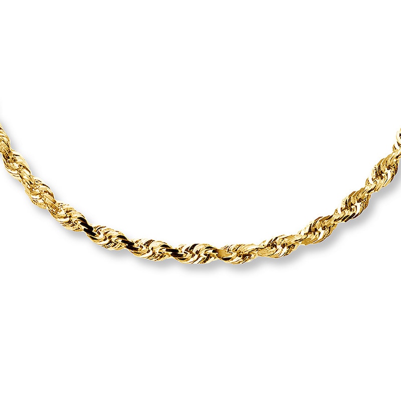 Hollow Rope Necklace 10K Yellow Gold 20 Length 3mm