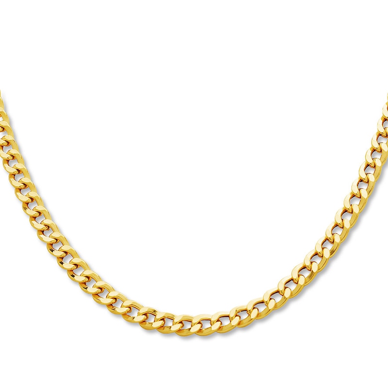 Semi-Solid Curb Link Necklace 10K Yellow Gold 22 Length 6mm