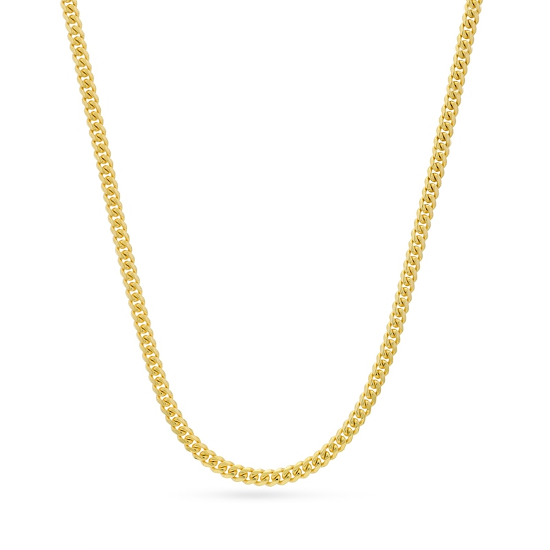 Solid Miami Curb Link Necklace 14K Yellow Gold 26" 6.45mm