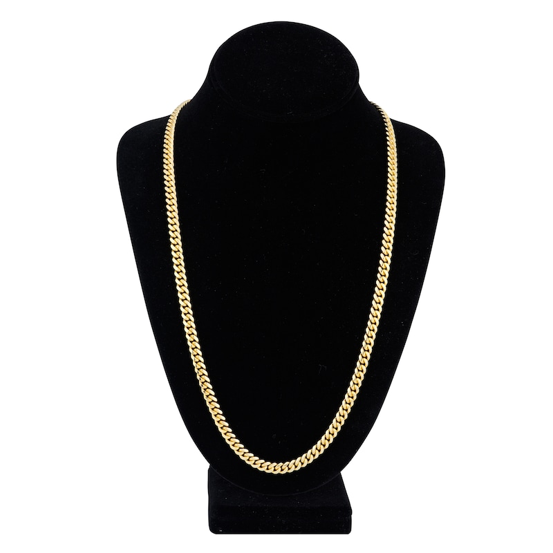 Solid Miami Curb Link Necklace 14K Yellow Gold 26" 6.45mm