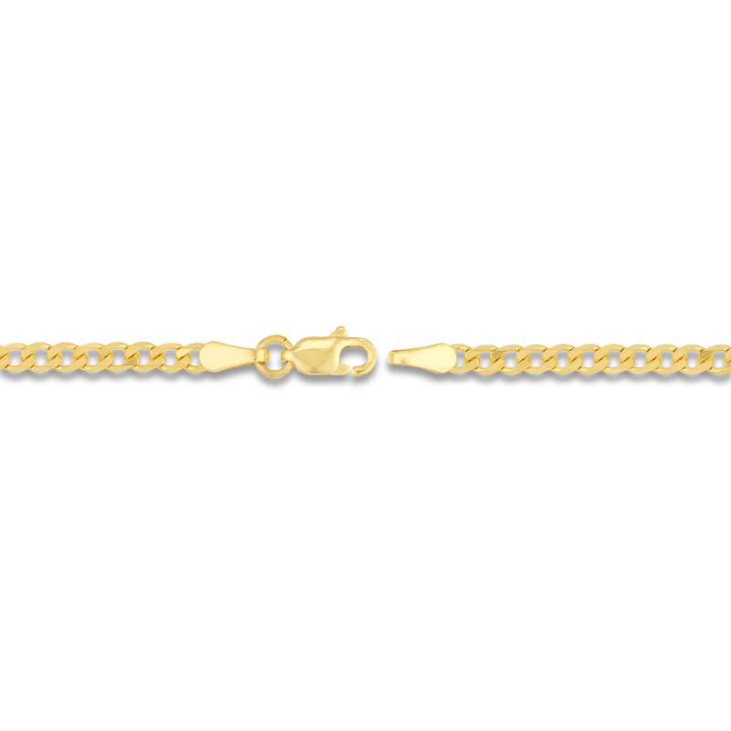 Men's Solid Open Curb Necklace 14K Yellow Gold 16" 2.7mm