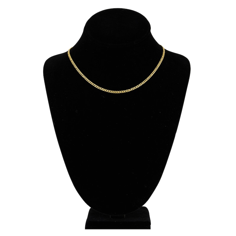 Men's Solid Open Curb Necklace 14K Yellow Gold 16" 2.7mm