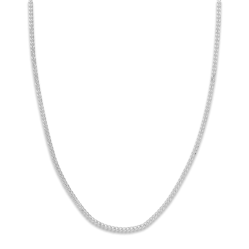 Solid Open Curb Necklace 14K White Gold 24" 2.7mm