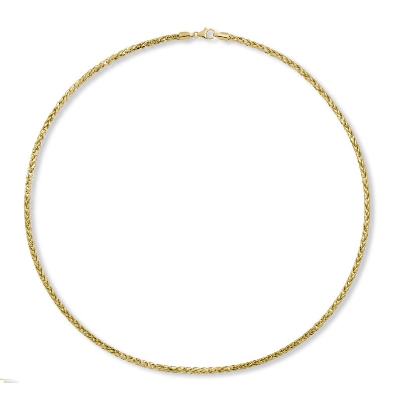 Wheat Chain Necklace 14K Yellow Gold 20" Length 3mm