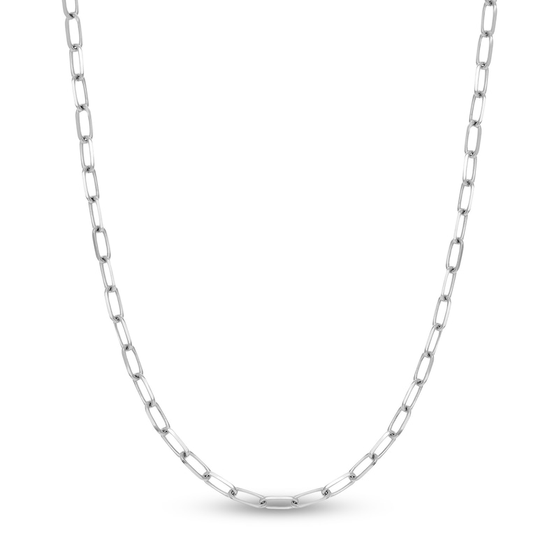 Solid Paperclip Chain Necklace 14K White Gold 24" 5.25mm