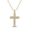 Thumbnail Image 0 of 1933 by Esquire Men's Diamond Cross Necklace 1/5 ct tw Round 14K Yellow Gold-Plated Sterling Silver 22"