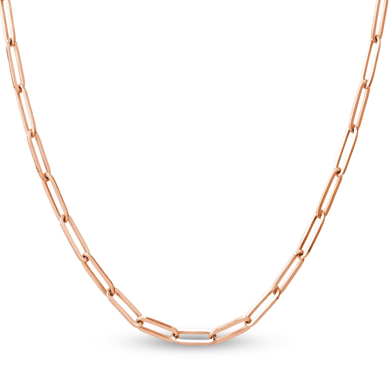 Solid Paperclip Chain Necklace 14K Rose Gold 18" 3.85mm