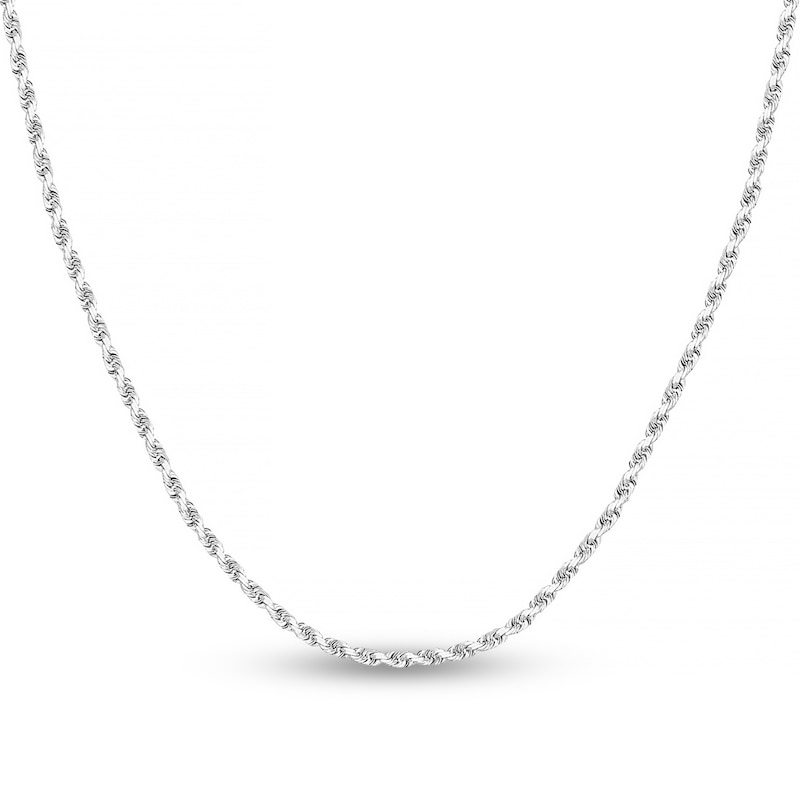 Diamond-Cut Solid Rope Chain Necklace 14K White Gold 18" 2.15mm