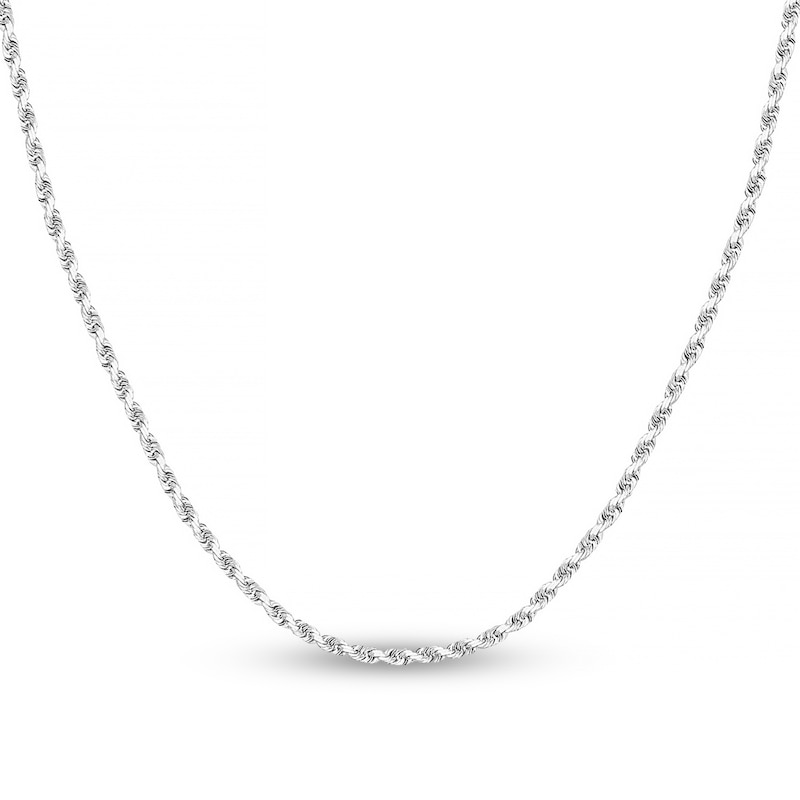 Diamond-Cut Solid Rope Chain Necklace 14K White Gold 24" 2.15mm