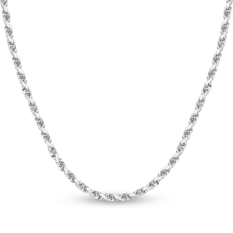 Diamond-Cut Solid Rope Chain Necklace 14K White Gold 24" 3.8mm