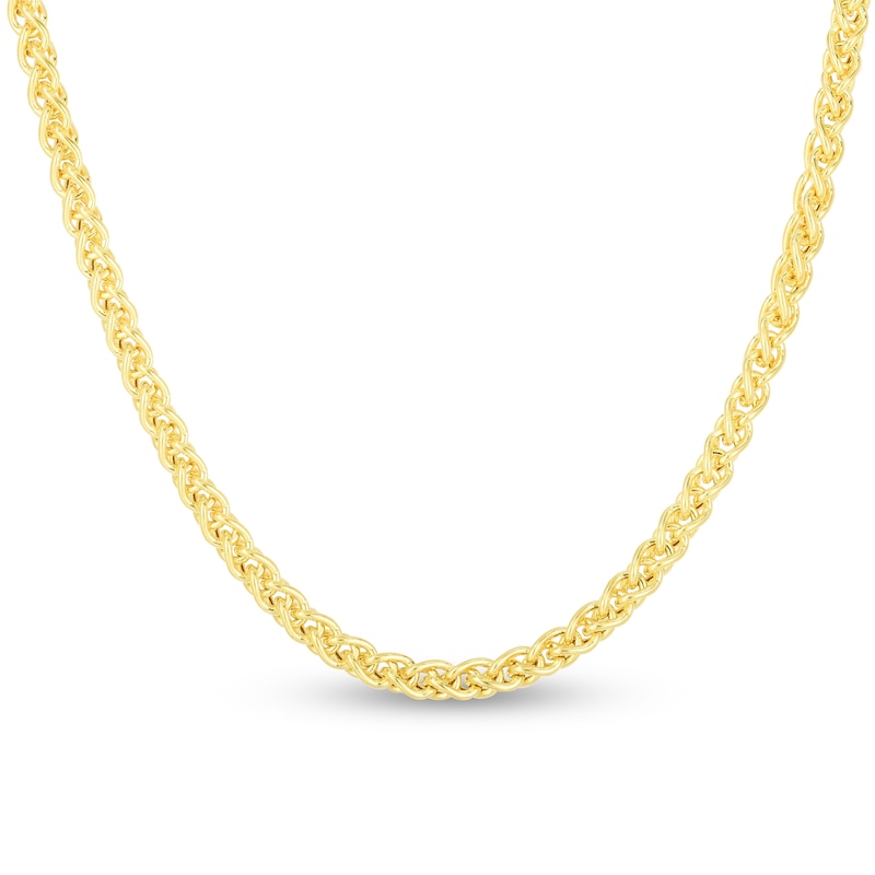 Hollow Round Wheat Chain Necklace 14K Yellow Gold 20" 3.2mm