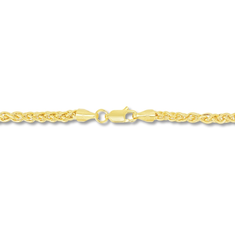 Hollow Round Wheat Chain Necklace 14K Yellow Gold 24" 3.2mm