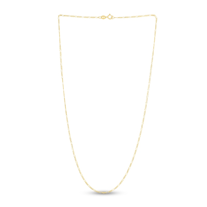 Solid Figaro Chain Necklace 14K Yellow Gold 24" 1.3mm