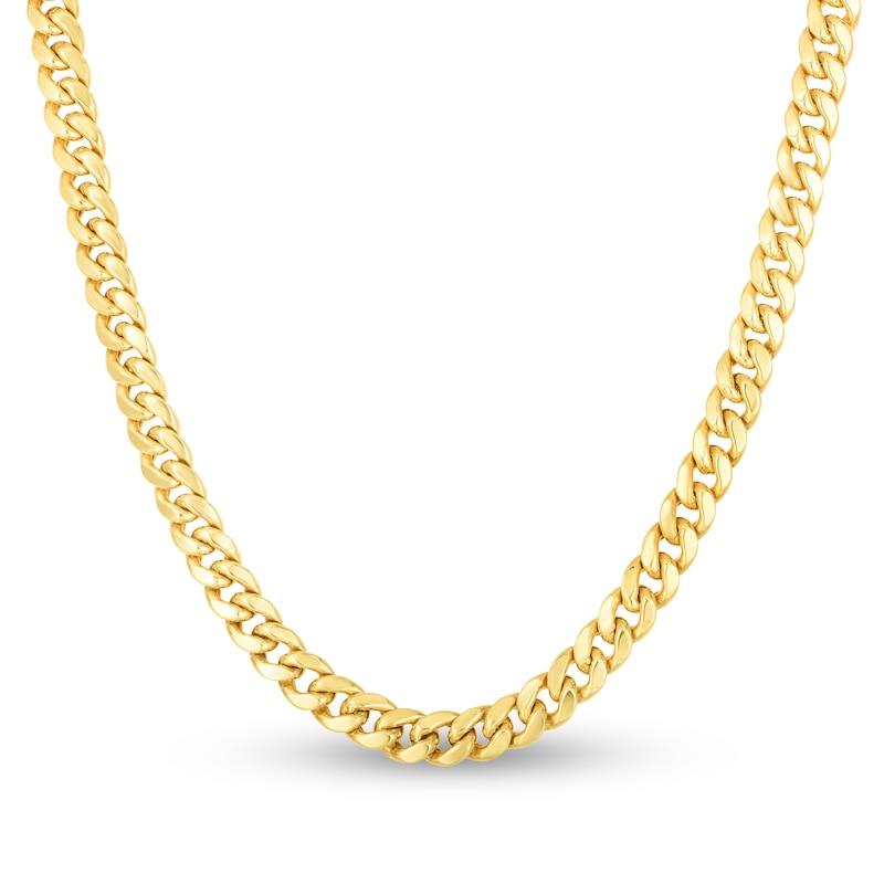 Semi-Solid Miami Cuban Link Necklace 14K Yellow Gold 22" 6mm
