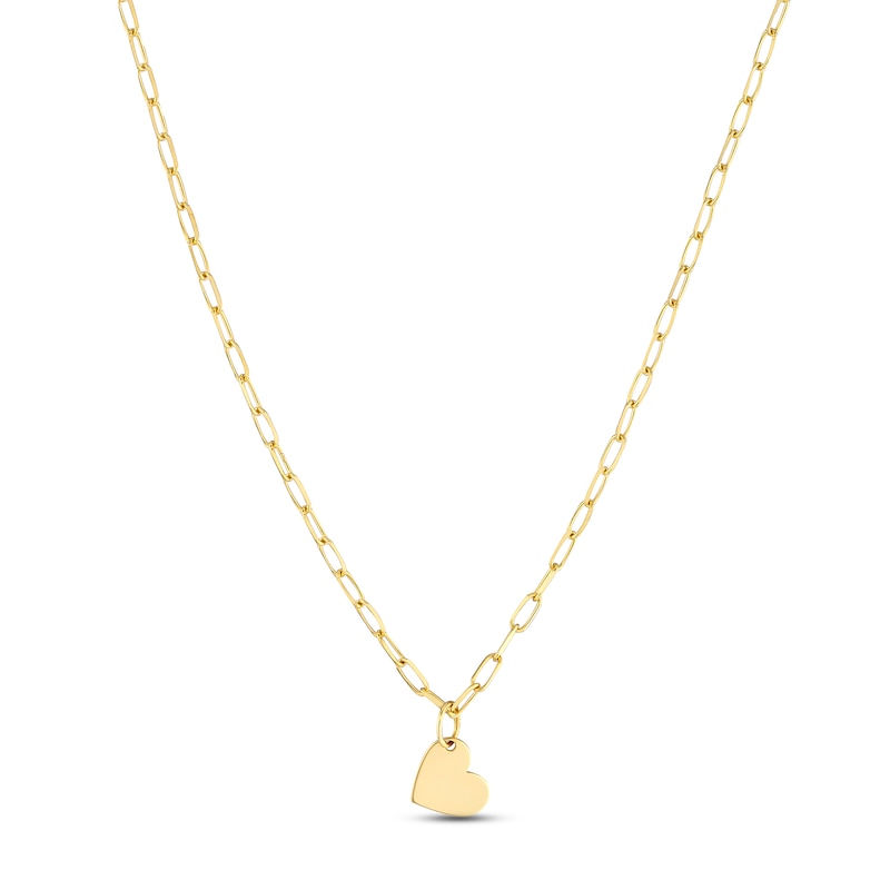 Heart Paperclip Necklace 14K Yellow Gold 18"