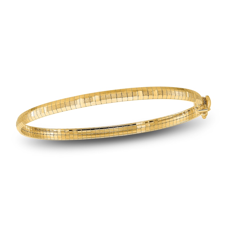 Diamond-Cut Satin Hinged Bangle Bracelet 14K Yellow Gold 7.5"