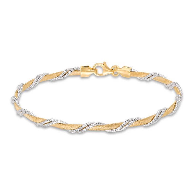 Omega Chain Bracelet 14K Two-Tone Gold 7.5" Length
