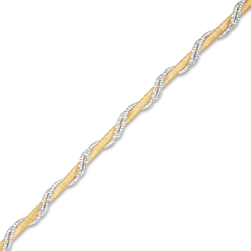 Omega Chain Bracelet 14K Two-Tone Gold 7.5" Length