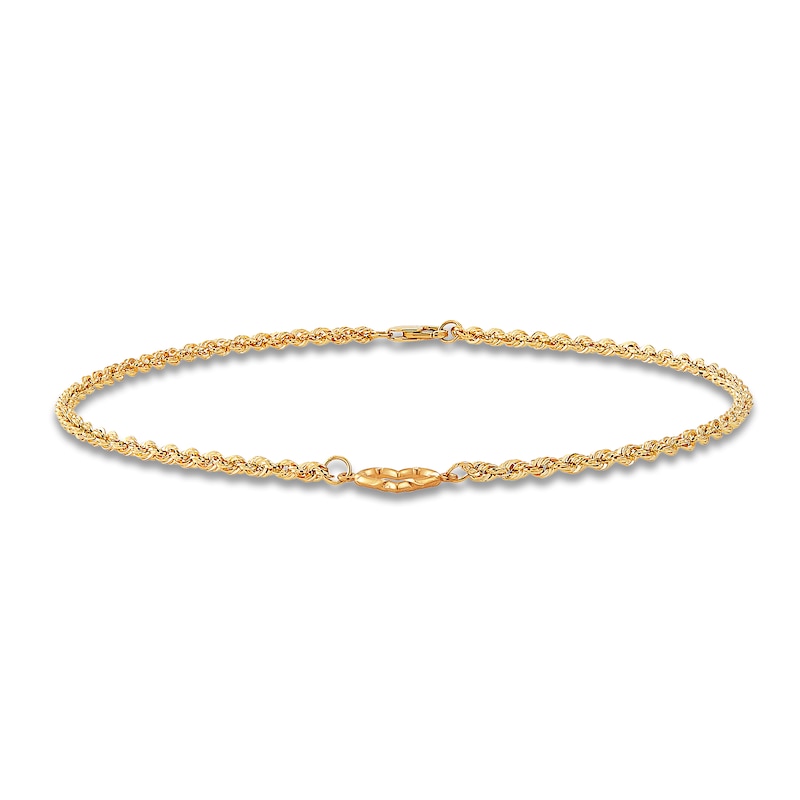 Heart Anklet 14K Yellow Gold 10-inch Length
