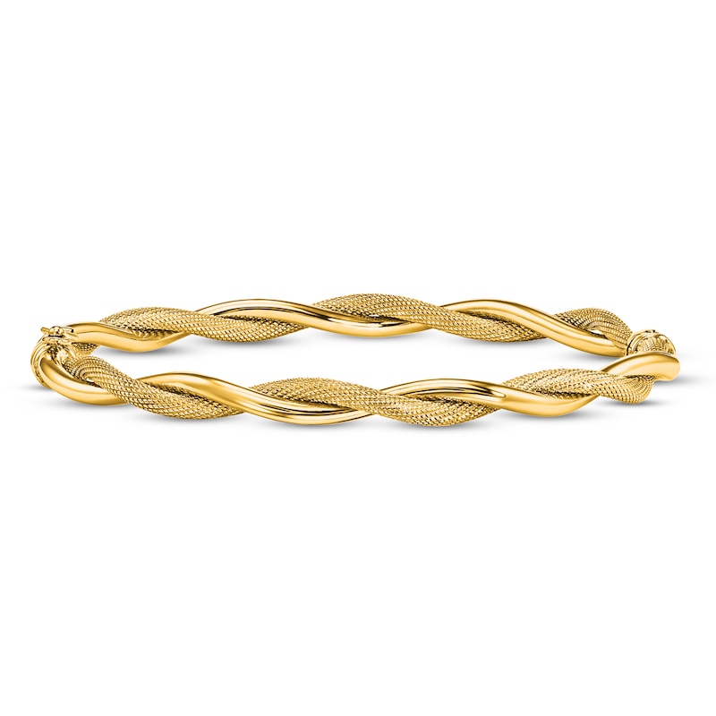 Textured Twist Bangle Bracelet 14K Yellow Gold
